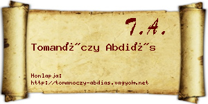 Tomanóczy Abdiás névjegykártya